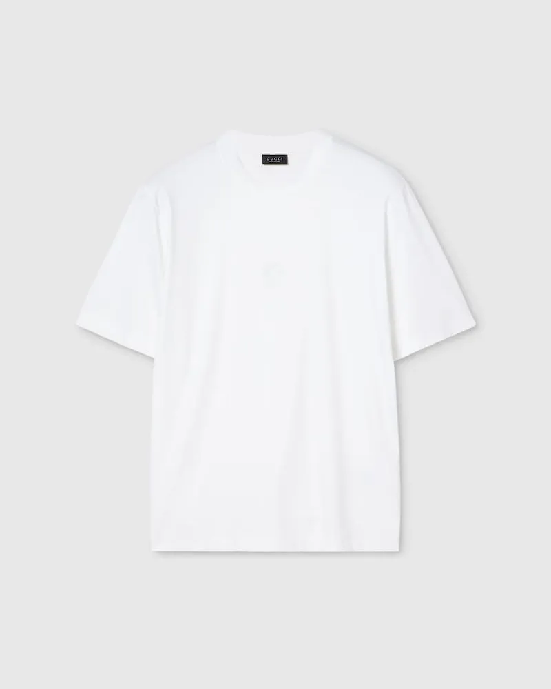 Gucci T-Shirt aus Weichem Rayon-Jersey Mit Stickerei, Größe Weiß