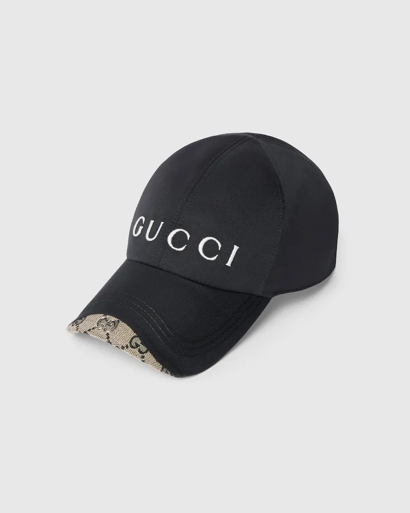 Gucci Baseballkappe aus Baumwollcanvas Schwarz