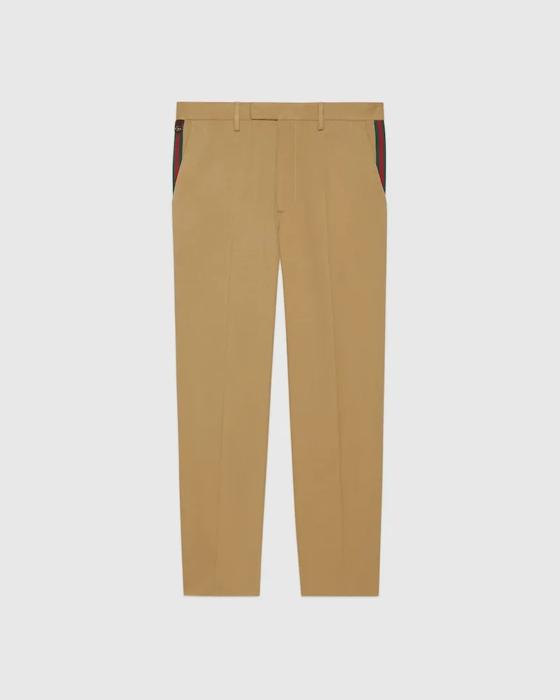 Gucci Knöchellange Hose aus Baumwolle Mit Web, Größe Beige