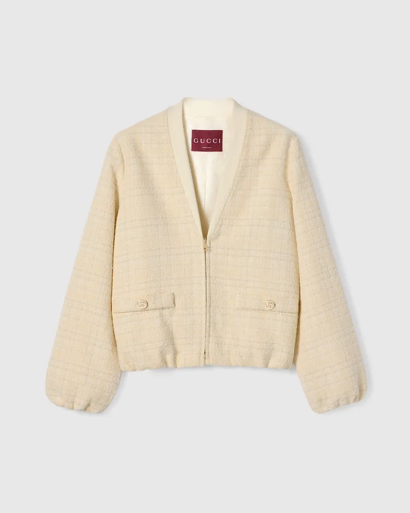 Gucci Jacke aus Kariertem Baumwolltweed, Größe Pink