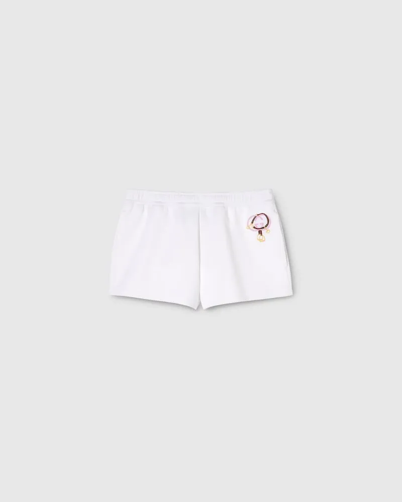 Gucci Shorts aus Baumwolljersey Mit Stickerei, Größe Weiß