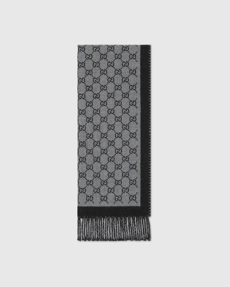 Gucci Schal aus GG Wolljacquard Grau