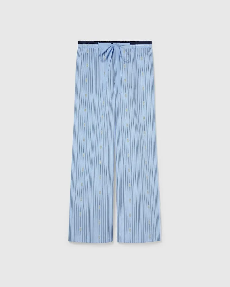 Gucci Hose aus Baumwollpopeline Mit Print, Größe Blau