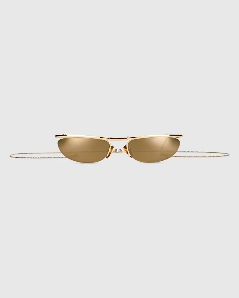 Gucci Zusammenklappbare, Ovale Sonnenbrille Gold