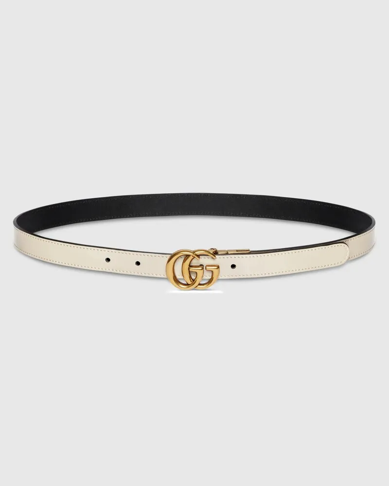 Gucci Schmaler, Wendbarer GG Marmont Gürtel Schwarz
