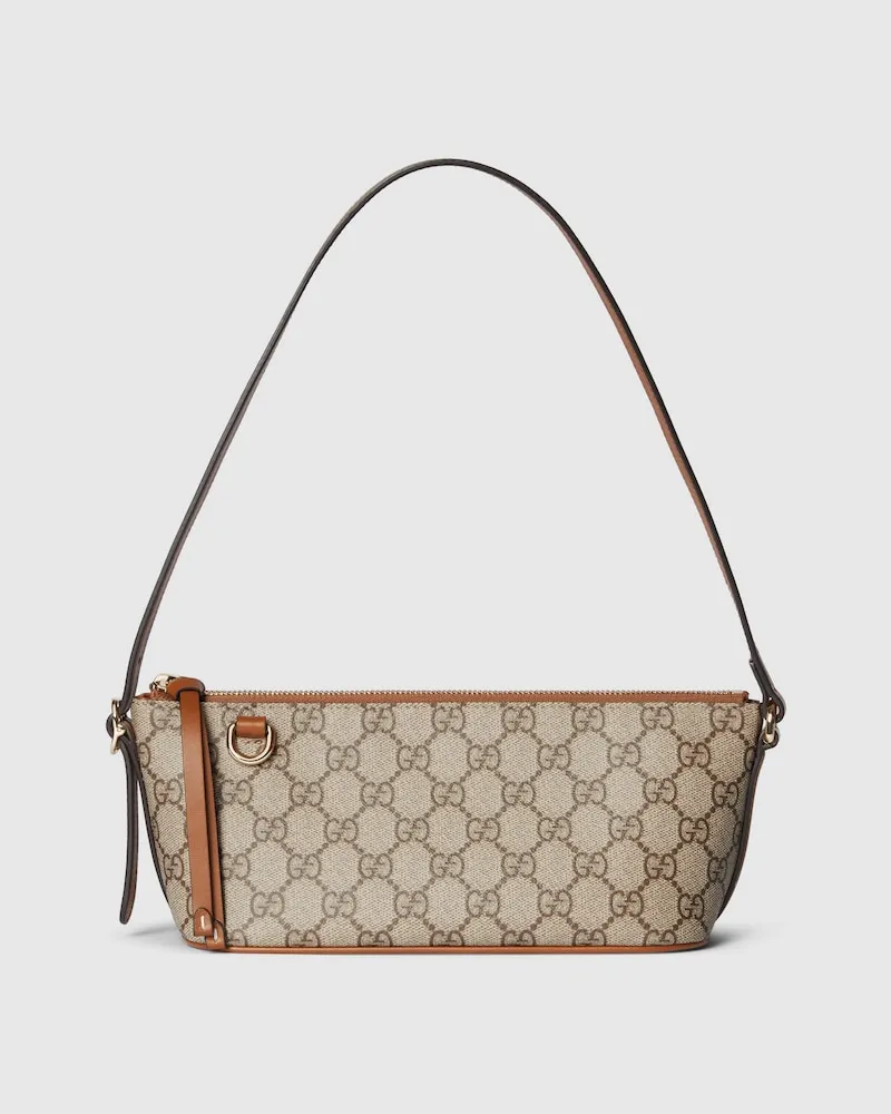 Gucci Kleine GG Emblem Schultertasche Beige