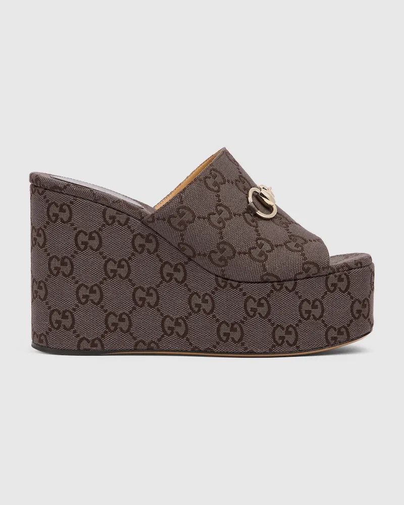 Gucci Sandales À Semelles Compensées Avec Détail Mors Pour Femme, Taille Marron