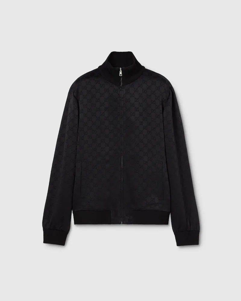 Gucci Jacke aus GG Jacquard Mit Reißverschluss, Größe Schwarz
