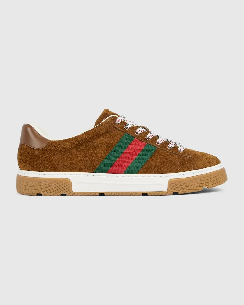 Gucci Ace Herrensneaker Mit Web, Größe Braun