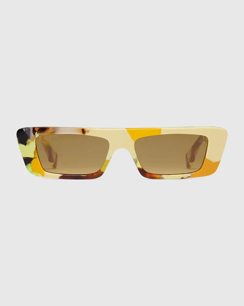Gucci Sonnenbrille Mit Rechteckigem Rahmen Gelb