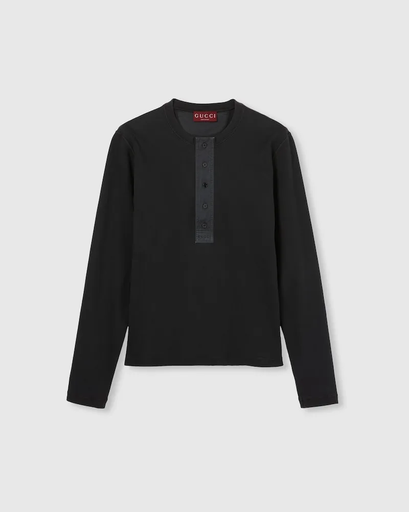 Gucci T-Shirt aus Gerippter Baumwolle Mit Stickerei, Größe Schwarz
