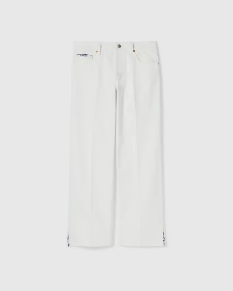 Gucci Hose aus Denim Mit Gerader Passform, Größe Weiß