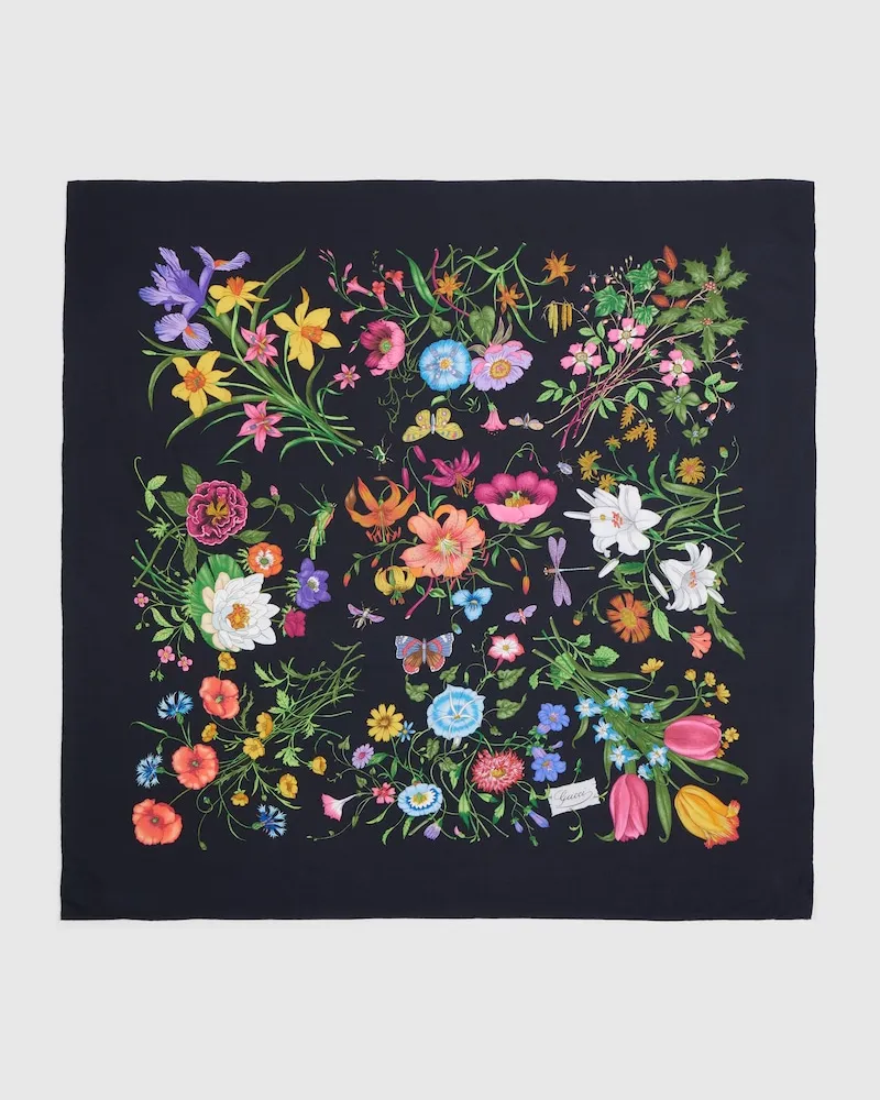 Gucci Halstuch aus Seide Und Wolle Mit Print Schwarz