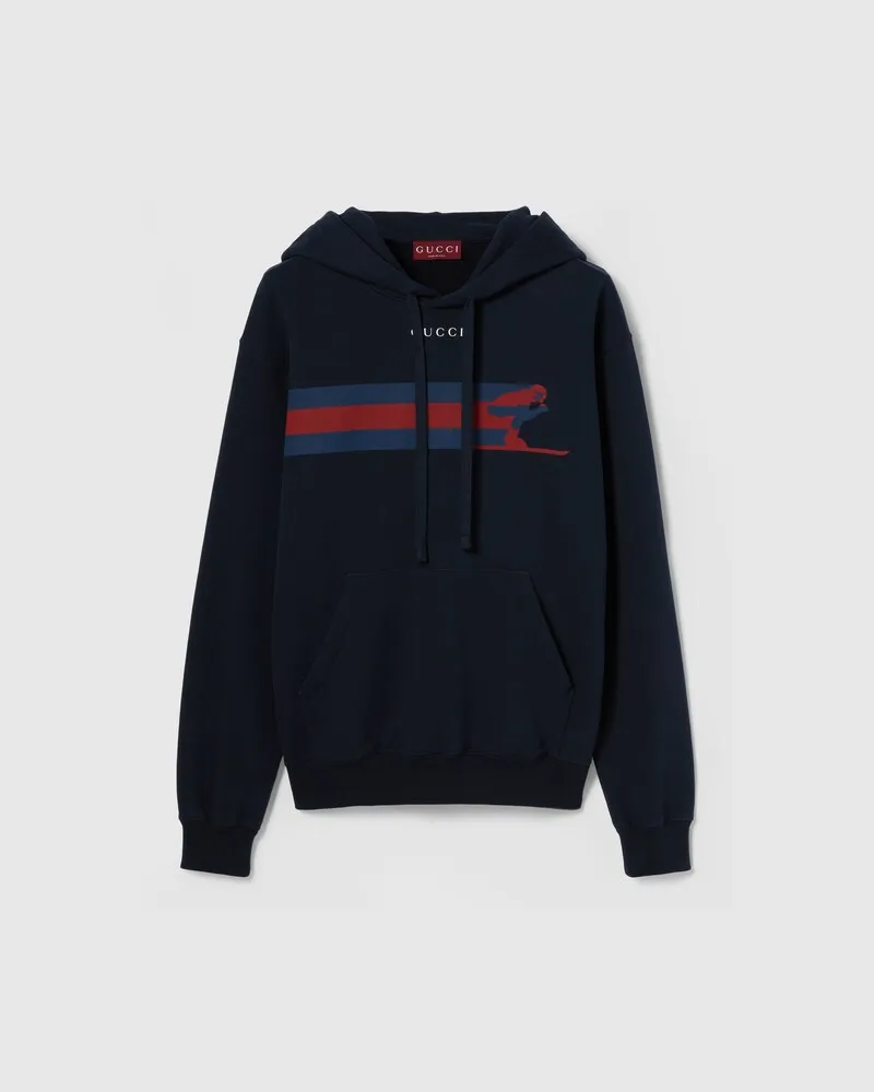 Gucci Sweatshirt aus Baumwolljersey Mit Print, Größe Blau