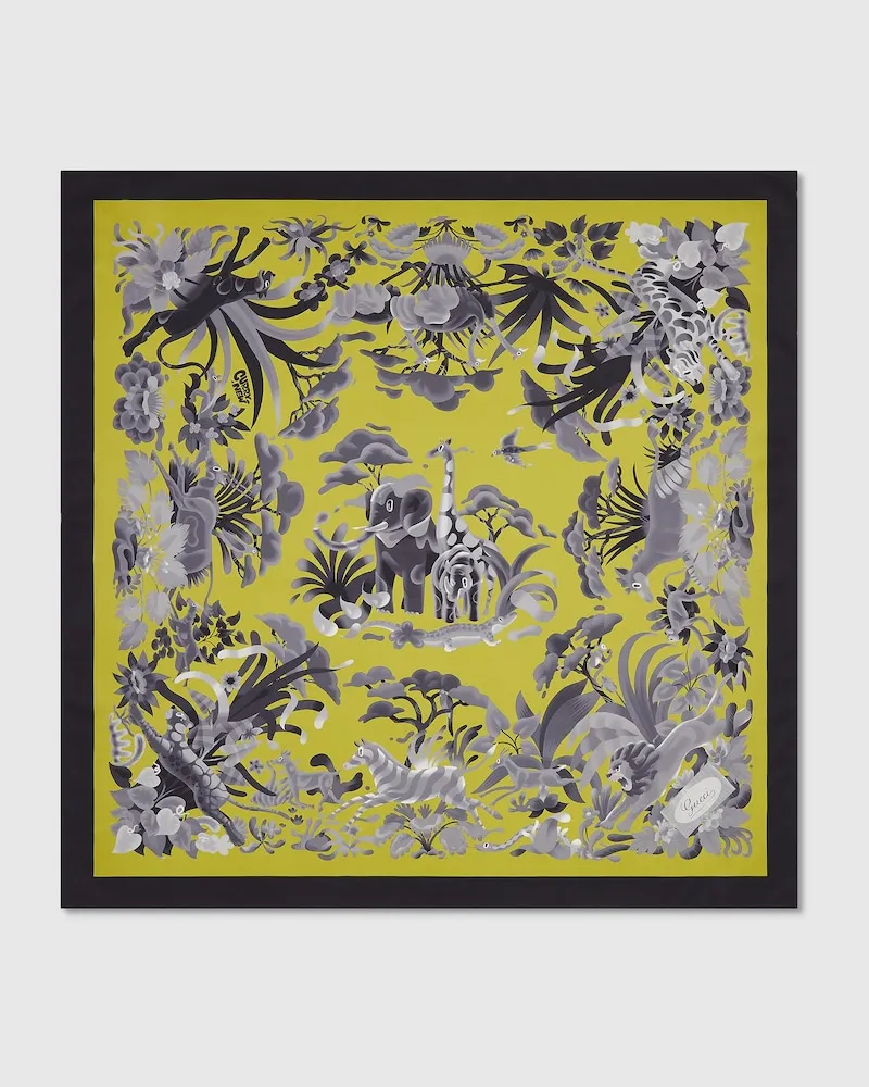 Gucci Vierecktuch aus Seide Mit Print, 90 x 90 Projekt Grün