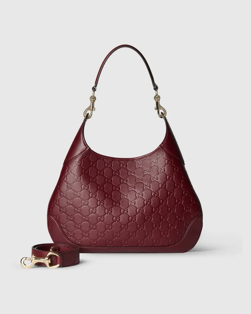 Gucci Große B Schultertasche Bordeauxrot