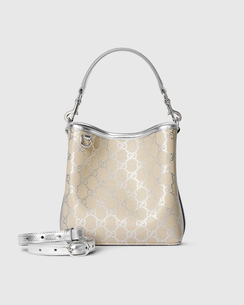 Gucci Kleine GG Emblem Bucket Bag Blau