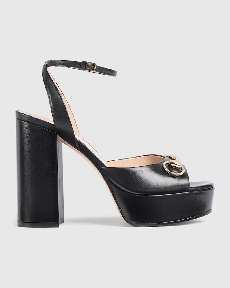 Gucci Damensandale mit Plateausohle Und Horsebit Schwarz