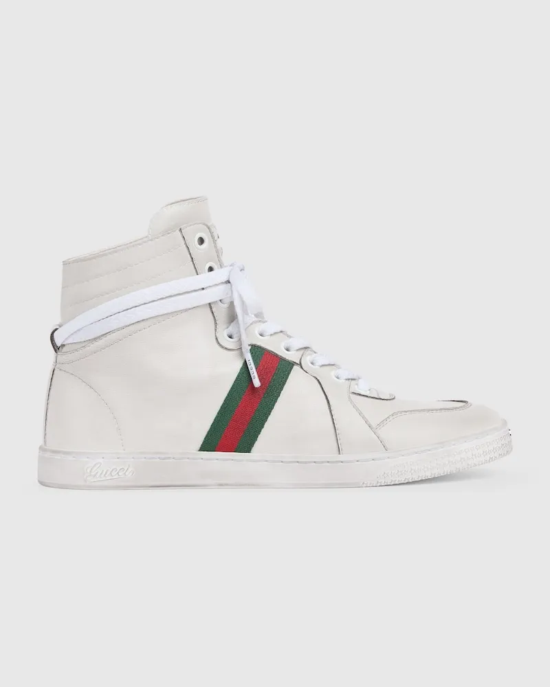 Gucci Stretch High-Top-Damensneaker, Größe Weiß