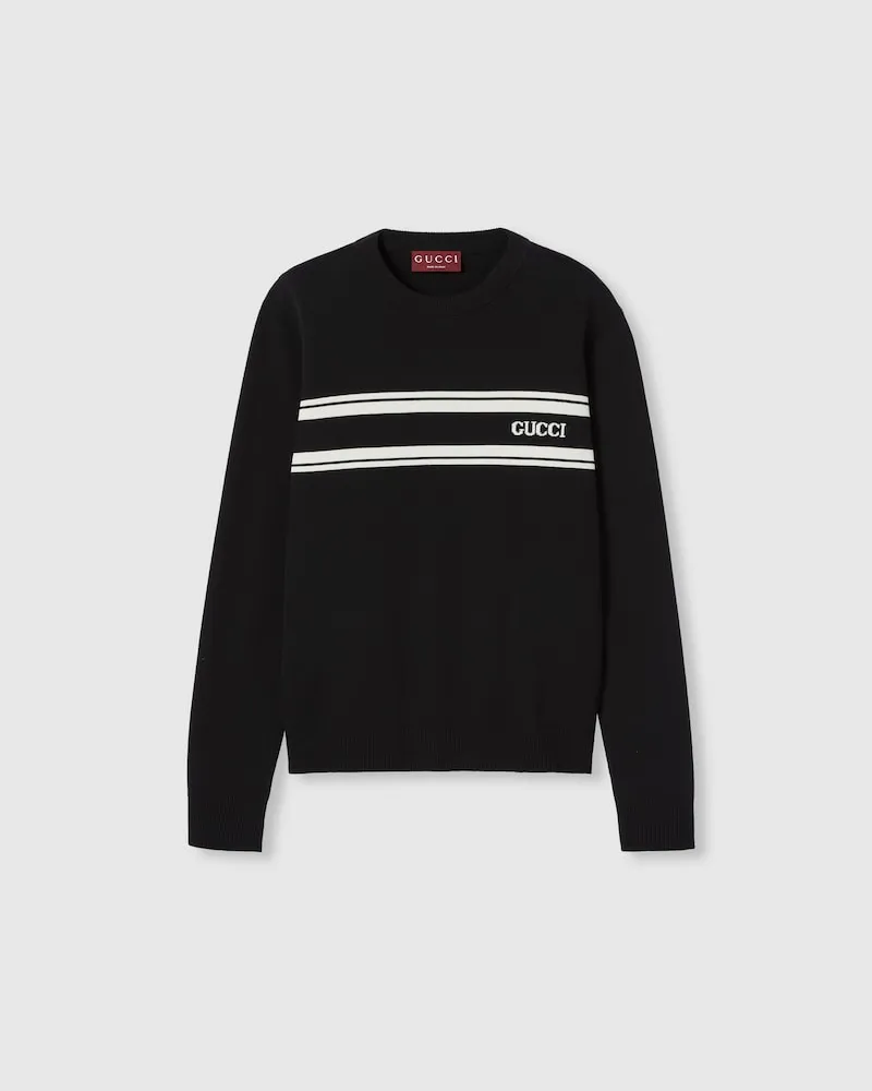 Gucci Pullover aus Seide Und Baumwolle Mit Intarsie, Größe Schwarz