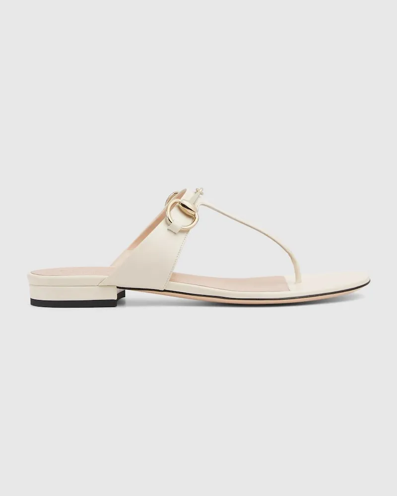 Gucci Damen-Zehensandale Mit Horsebit, Größe Weiß