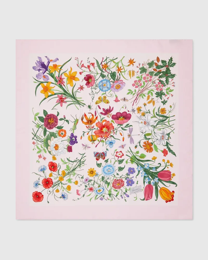 Gucci Vierecktuch aus Seidentwill Mit Print Pink