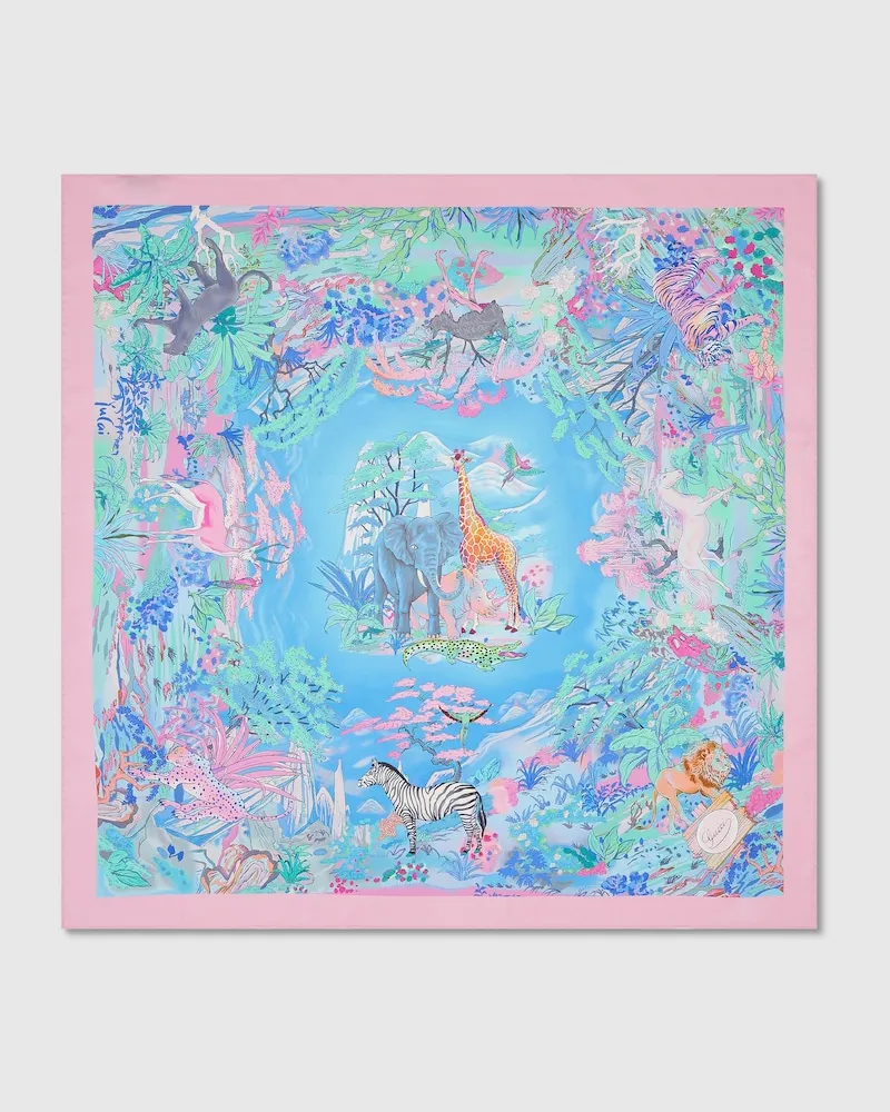Gucci Vierecktuch aus Seide Mit Print, 90 x 90 Projekt Blau