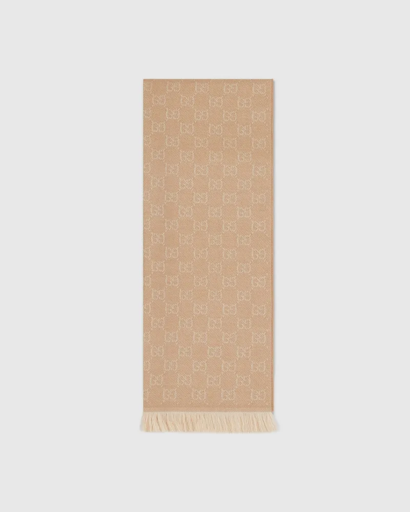Gucci Schal aus GG Wolle Beige