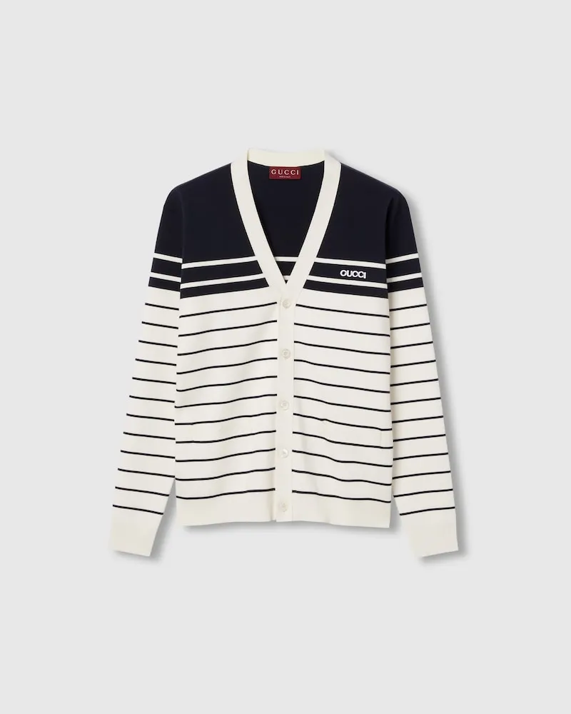Gucci Cardigan aus Baumwolle Mit Stickerei, Größe Weiß