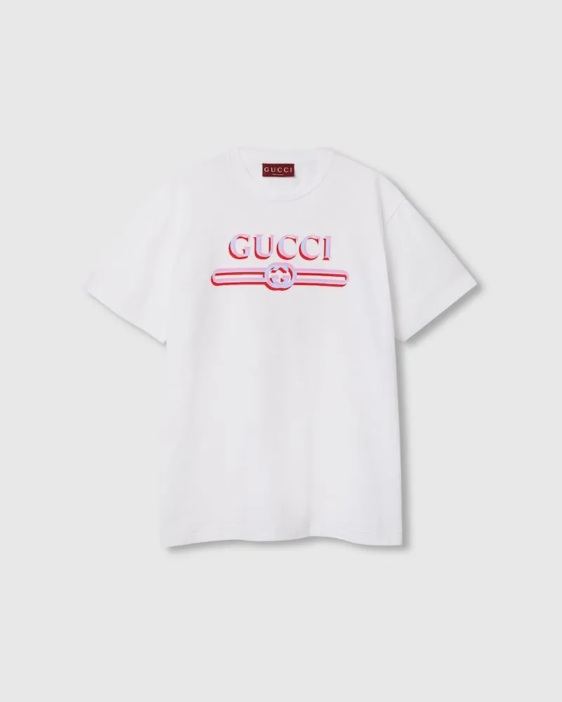 Gucci T-Shirt aus Baumwolljersey Mit Print, Größe Weiß