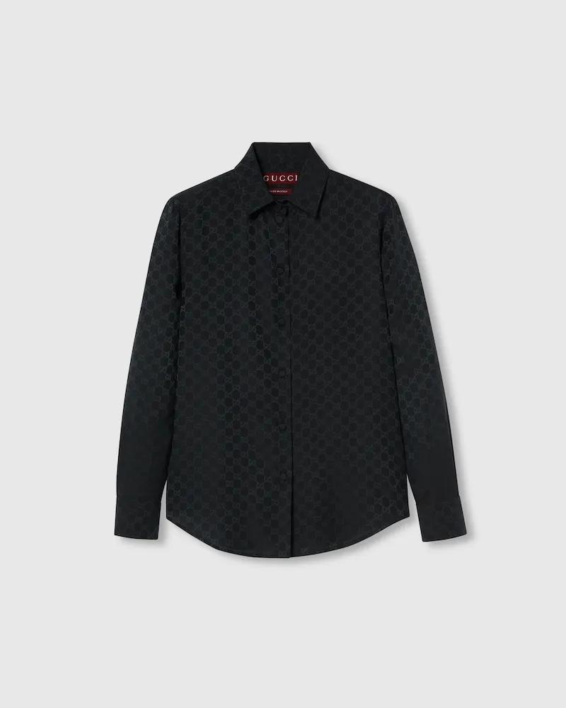 Gucci Bluse aus GG Seiden-Crêpe, Größe Schwarz
