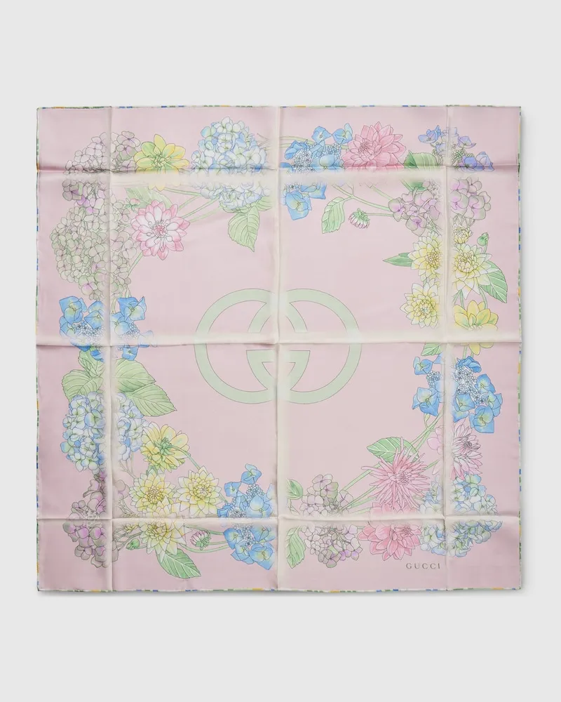 Gucci Vierecktuch aus Seidentwill mit Print Pink