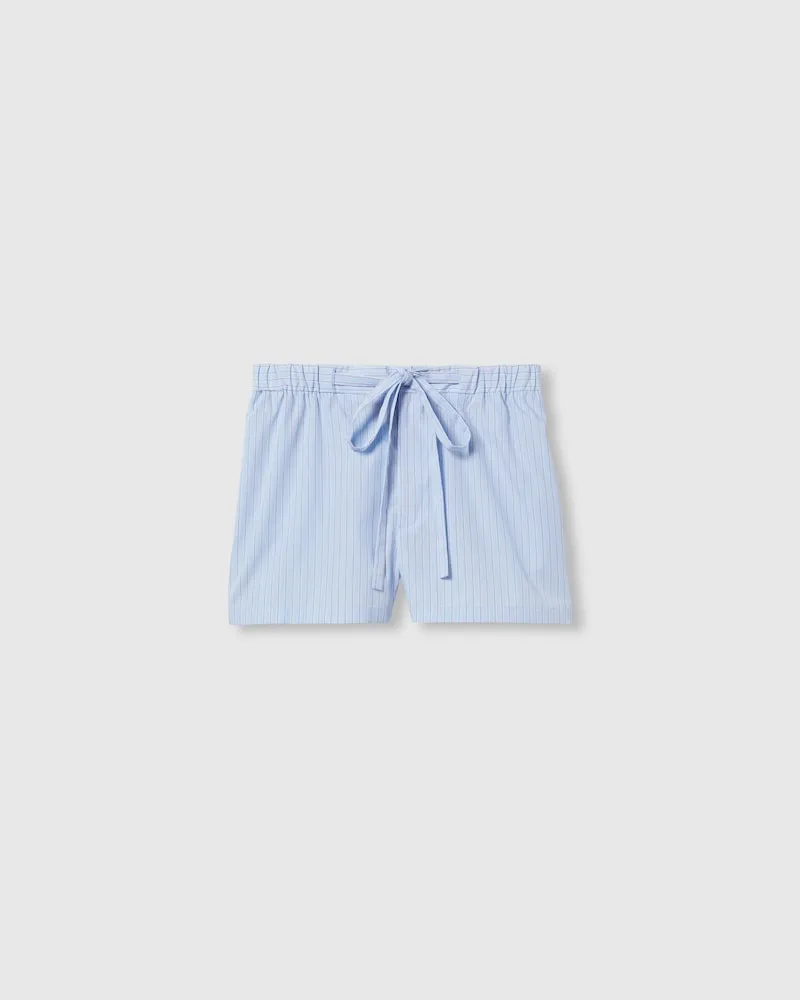 Gucci Shorts aus Gestreifter Baumwolle Mit Stickerei, Größe Blau