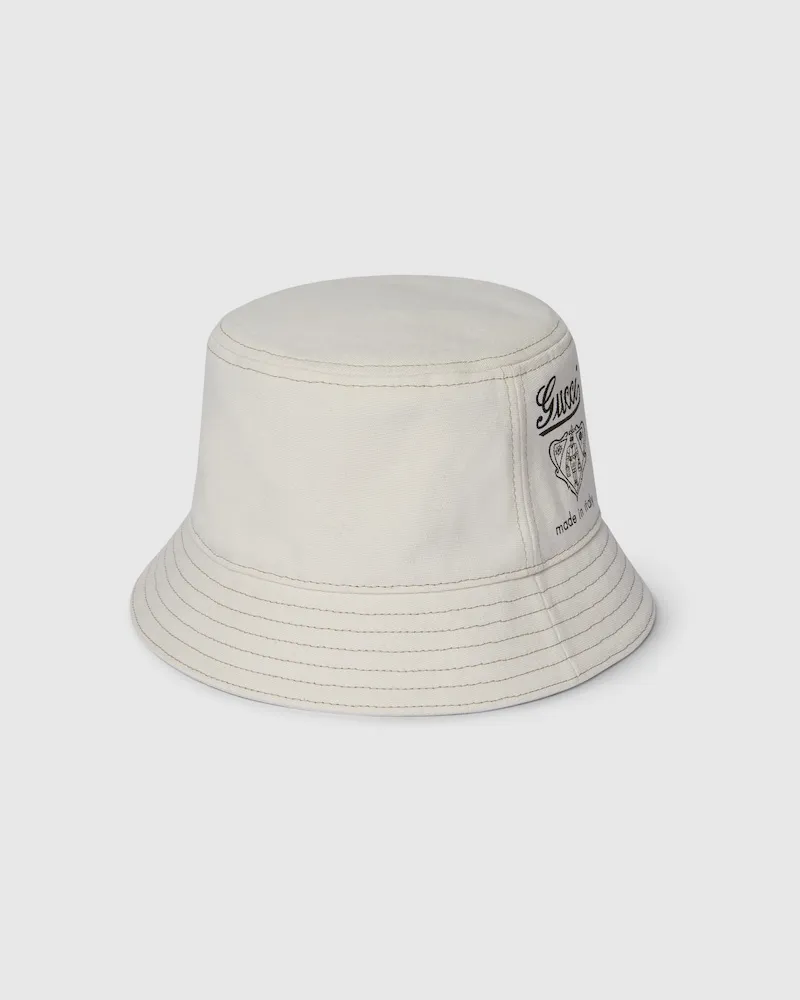 Gucci Fischerhut aus Baumwollcanvas Mit Print, Größe Weiß