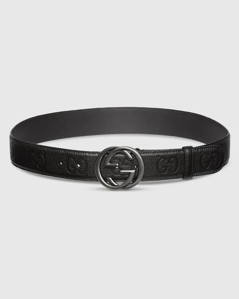 Gucci Gürtel Mit GG Schnalle, Größe 95 Schwarz