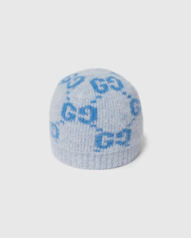 Gucci Bonnet En Mélange D'alpaga GG, Taille Bleu