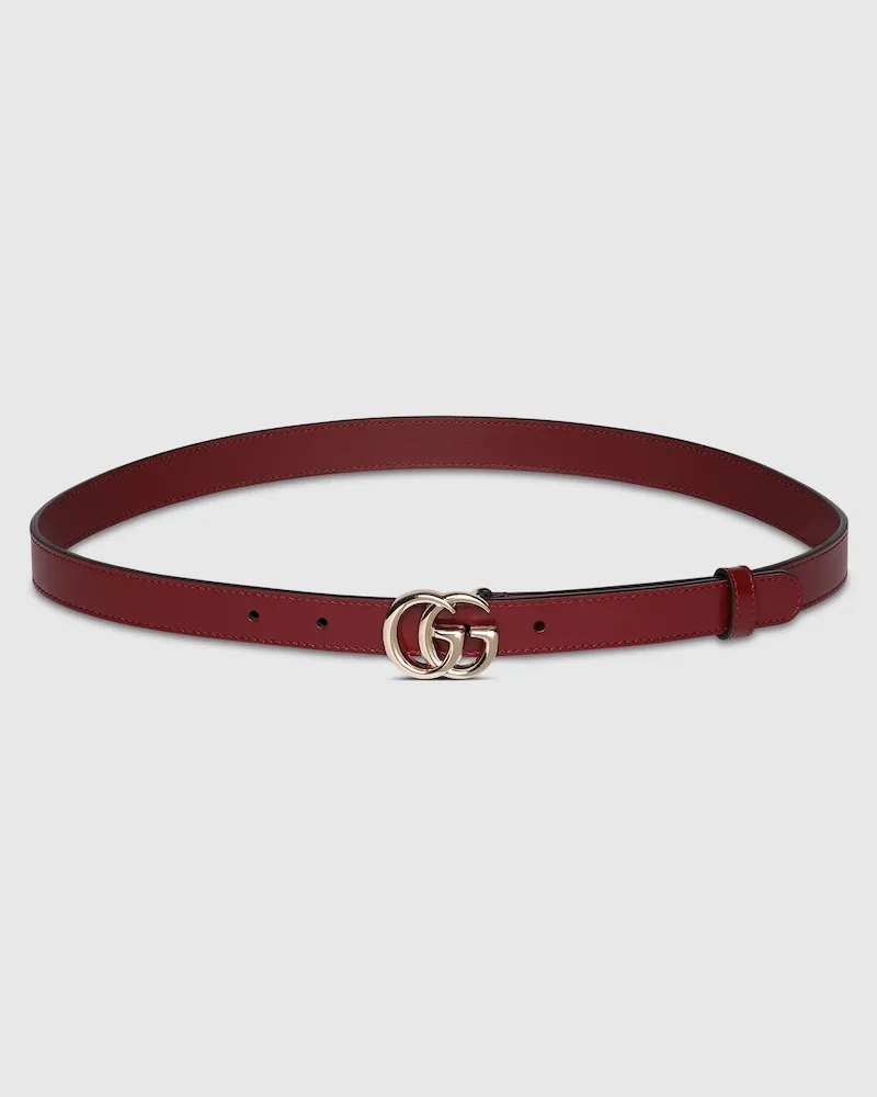 Gucci Schmaler GG Marmont Gürtel, Größe 95 Bordeauxrot