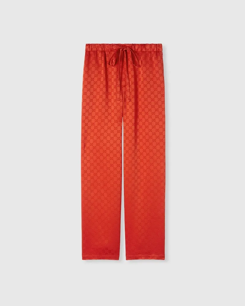 Gucci Hose aus GG Satin, Größe Orange