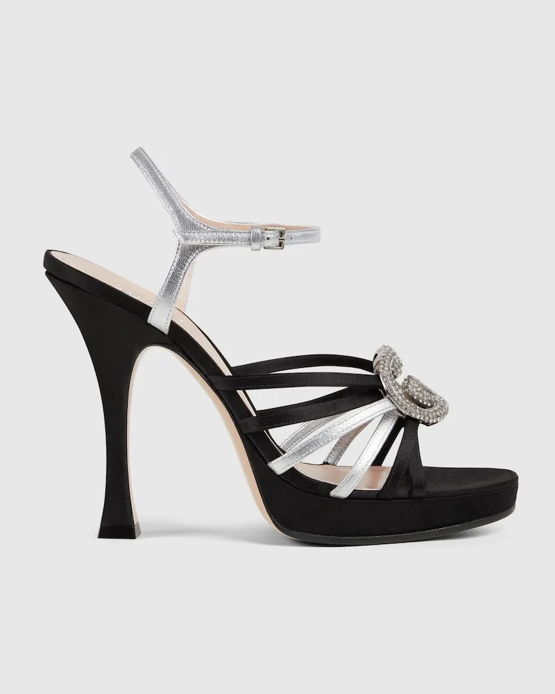 Gucci Damenpumps Mit Kristallbesetztem GG, Größe Beige