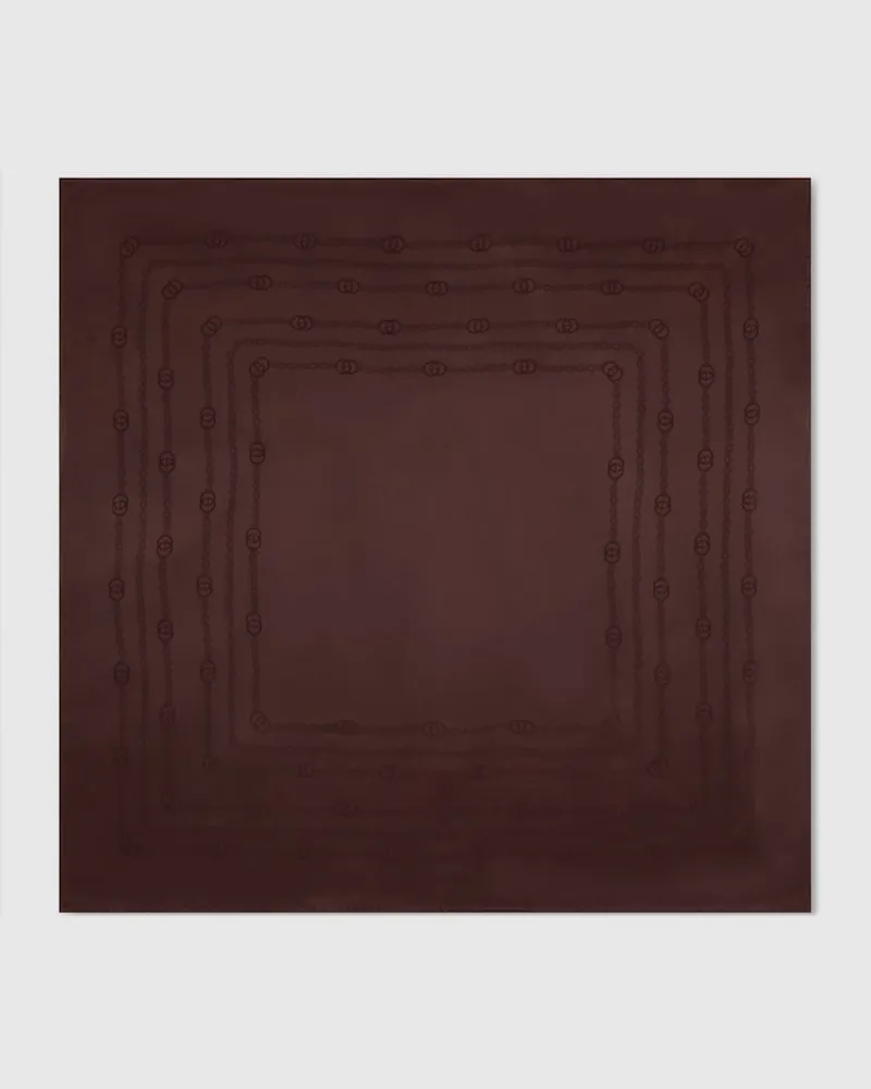 Gucci Vierecktuch aus Seide mit GG Kettenmotiv Braun