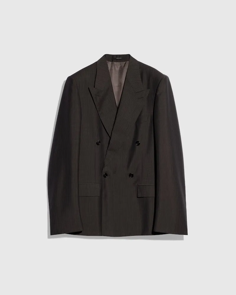 Gucci Jacke aus Wolle Und Mohair mit Nadelstreifen, Größe Braun