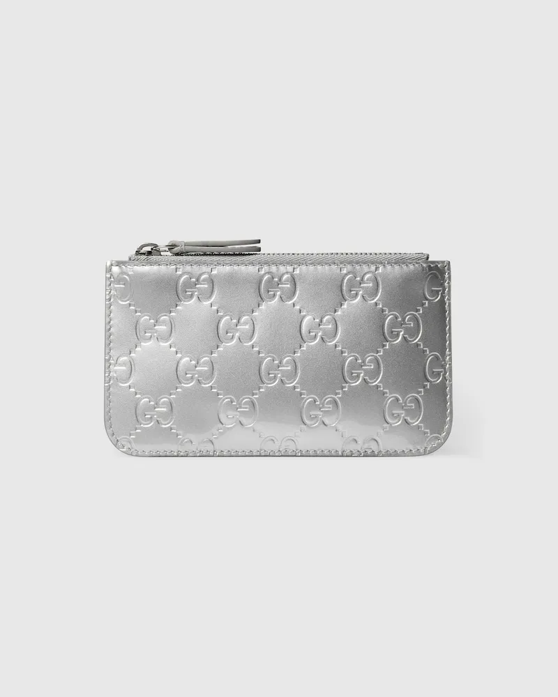Gucci GG Emblem Key Pouch Silver