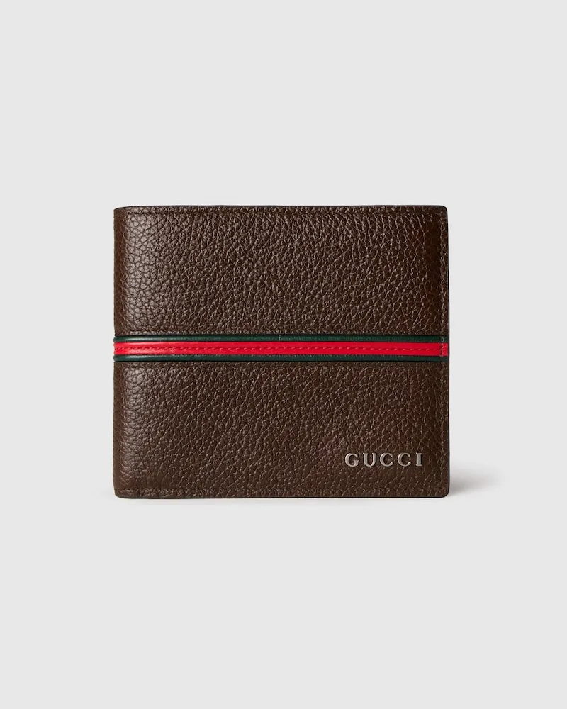 Gucci Faltbares Münzportemonnaie mit Web Braun