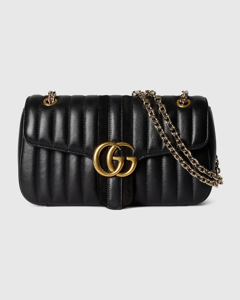 Gucci Jetset GG Marmont Mittelgroße Schultertasche Schwarz