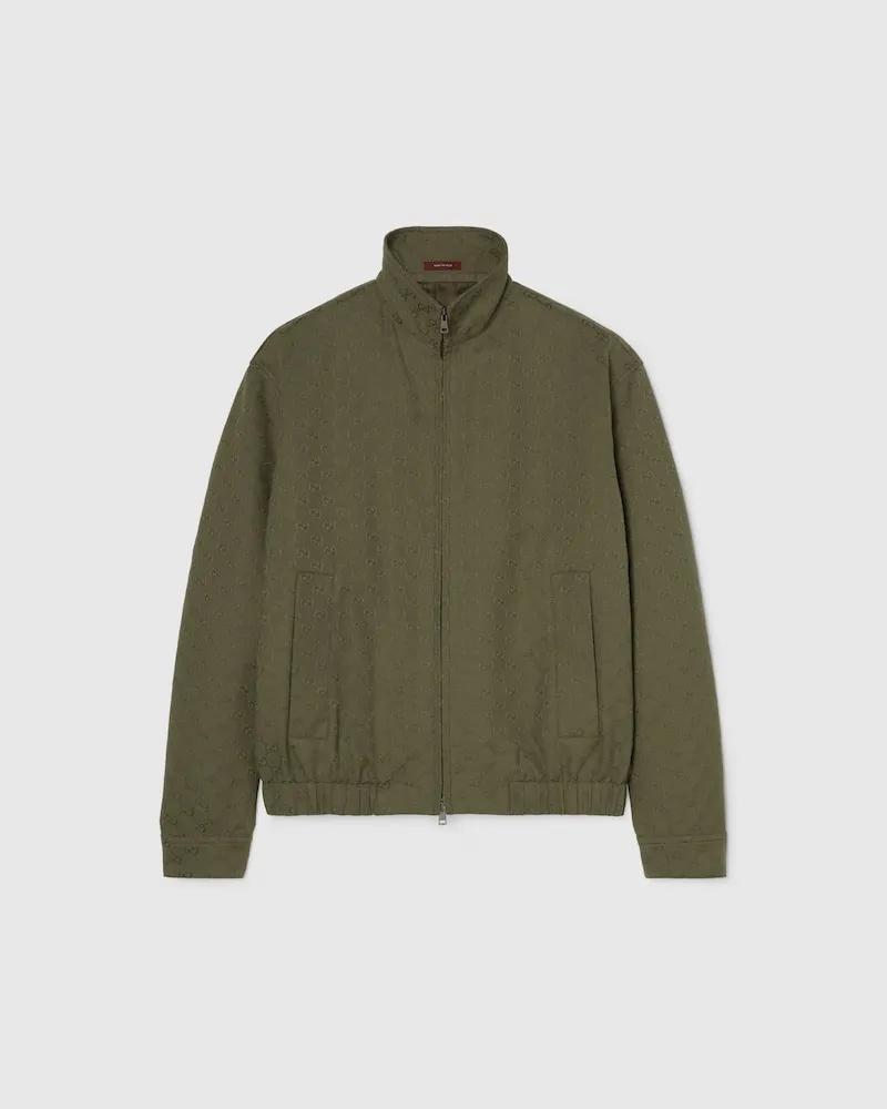 Gucci Bomberjacke aus GG Canvas, Größe Grün