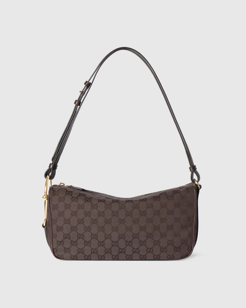 Gucci Mittelgroße Half Horsebit Schultertasche Braun