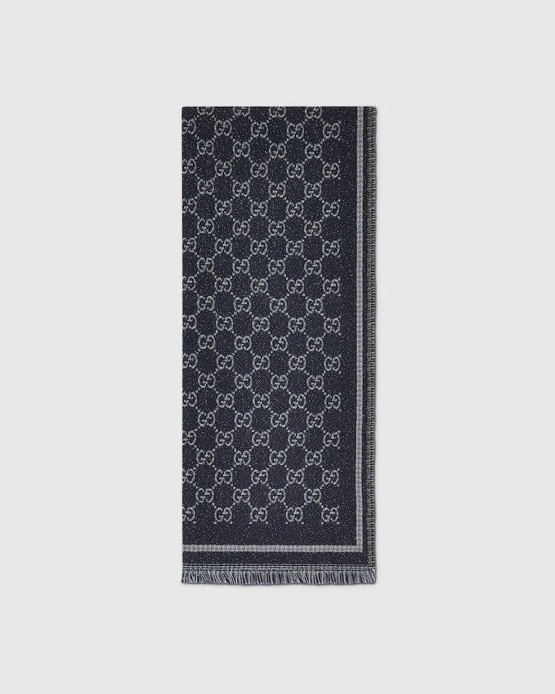 Gucci Schal aus GG Wolle Blau