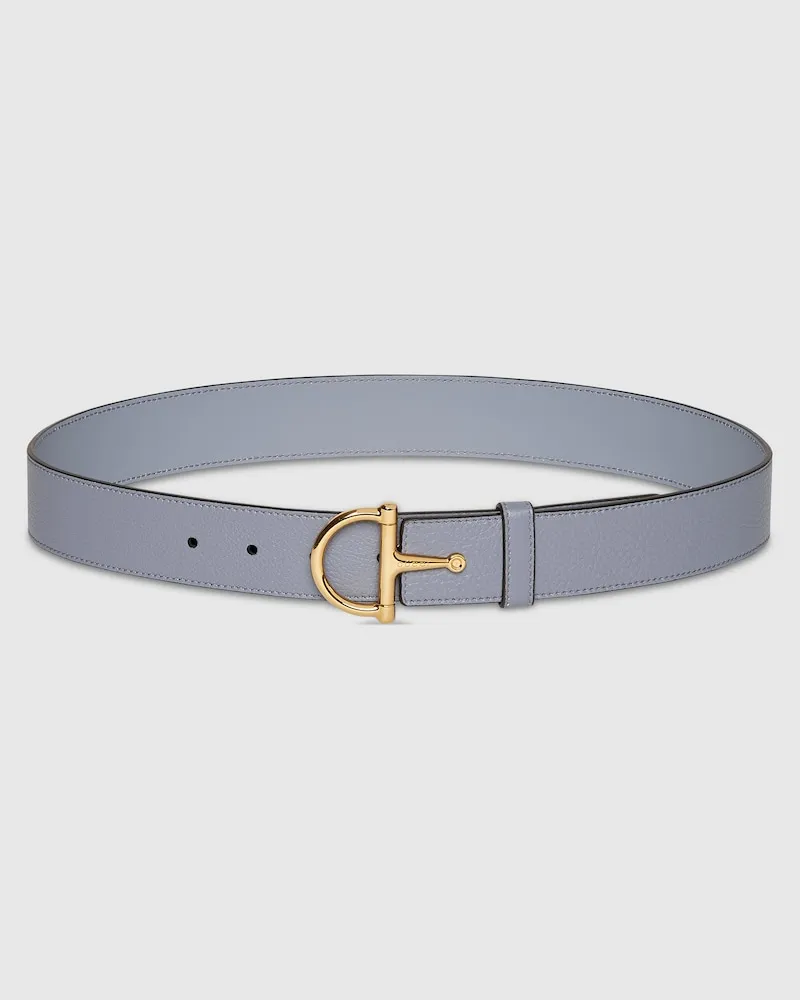 Gucci Gürtel Mit Halber Horsebit-Schnalle, Größe 95 Grau