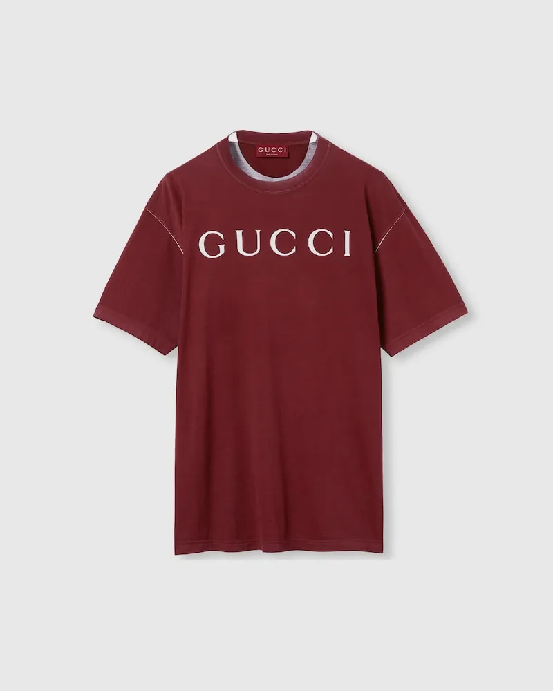 Gucci T-Shirt aus Baumwolljersey Mit Print, Größe Bordeauxrot
