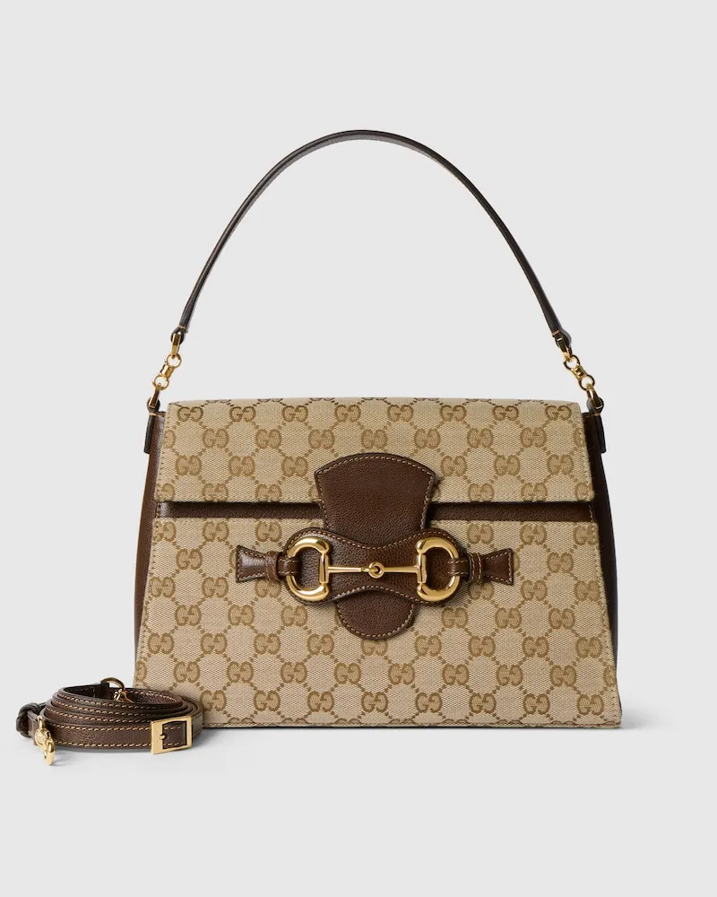 Gucci Horsebit Duomo Mittelgroße Henkeltasche Beige